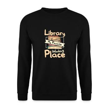 Library my favorite working place - Unisex Pullover - Schwarz - Vorne - Alina (178cm) & Michal (187cm)
