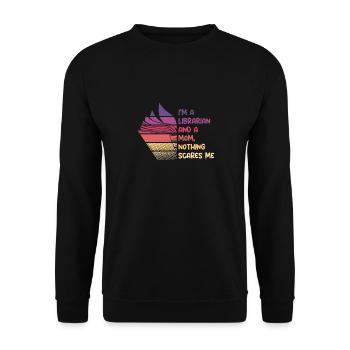 Mother librarian and mom - Unisex Pullover - Schwarz - Vorne - Alina (178cm) & Michal (187cm)