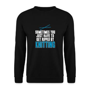 You Just Have To Get Ripped By Knitting Funny - Unisex Pullover - Schwarz - Vorne - Alina (178cm) & Michal (187cm)