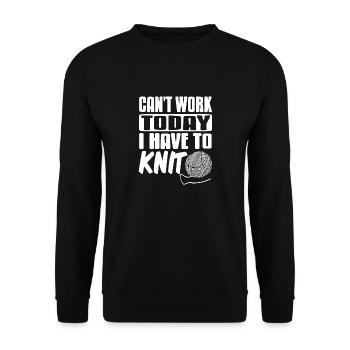 Can't Work Today I Have To Knit Funny T-Shirt - Unisex Pullover - Schwarz - Vorne - Alina (178cm) & Michal (187cm)