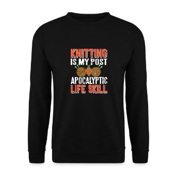 Knitting Is My Post Apocalyptic Life Skill Cool - Unisex Sweatshirt - black - Front - Alina (178cm) & Michal (187cm)