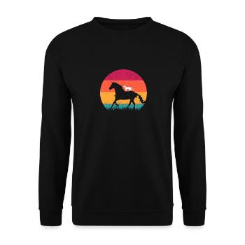 Reiten Katze reiten Pferde Lustige Katzen Pferd - Unisex Pullover - Schwarz - Vorne - Alina (178cm) & Michal (187cm)