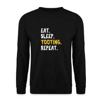 Eat Sleep Tooting Repeat Funny Trumpet Player Marc - Unisex Sweatshirt - black - Front - Alina (178cm) & Michal (187cm)