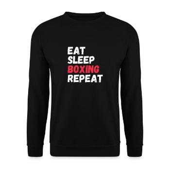 Eat Sleep Boxing Repeat Shirt Gifts - Unisex Pullover - Schwarz - Vorne - Alina (178cm) & Michal (187cm)