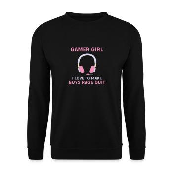 Gamer Girl Funny Quote Gaming Girls Teens - Unisex Pullover - Schwarz - Vorne - Alina (178cm) & Michal (187cm)
