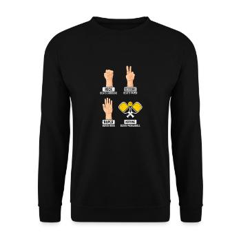 Ciseaux en papier de roche Rien ne vaut pickleball Playe - Sweat-shirt Unisexe - noir - Devant - Alina (178cm) & Michal (187cm)