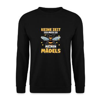 Keine Zeit Ich Muss Zu Meinen Mädels Bienen Imker - Unisex Pullover - Schwarz - Vorne - Alina (178cm) & Michal (187cm)