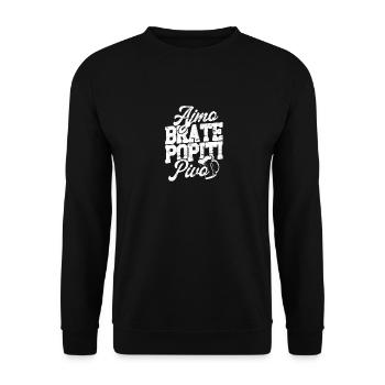 Balkan Jugo Saying Ajmo Brate Popiti pivo - Unisex Sweatshirt - black - Front - Alina (178cm) & Michal (187cm)