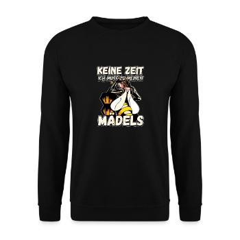 Keine Zeit Ich Muss Zu Meinen Mädels Bienen Imker - Unisex Pullover - Schwarz - Vorne - Alina (178cm) & Michal (187cm)