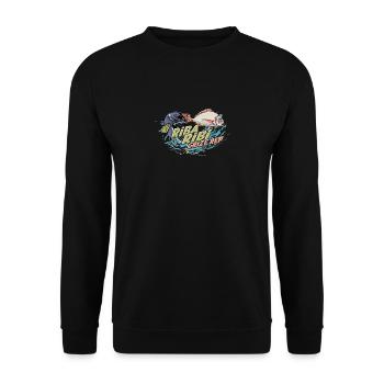 Balkan Jugo - Yugoslavia Saying riba ribi grize - Unisex Sweatshirt - black - Front - Alina (178cm) & Michal (187cm)
