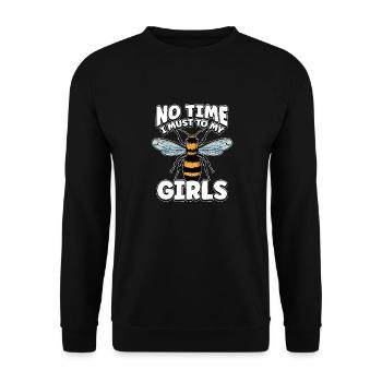 No time I have to go to my girls bee beekeeper - Unisex Sweatshirt - black - Front - Alina (178cm) & Michal (187cm)