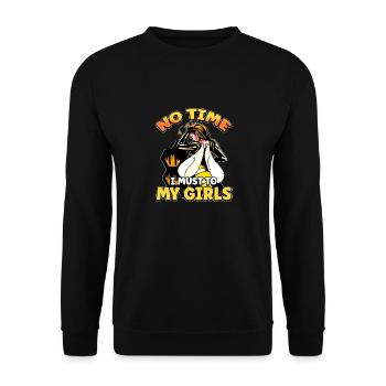 Keine Zeit Ich Muss Zu Meinen Mädels Bienen Imker - Unisex Pullover - Schwarz - Vorne - Alina (178cm) & Michal (187cm)