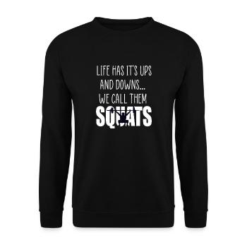 Squats Gym Angebot - Unisex Pullover - Schwarz - Vorne - Alina (178cm) & Michal (187cm)