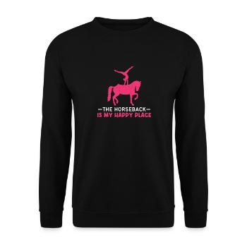 Voltigieren The Horseback Is My Happy Place - Unisex Pullover - Schwarz - Vorne - Alina (178cm) & Michal (187cm)