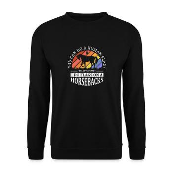 Voltigieren I Do Flags on a Horseback - Unisex Pullover - Schwarz - Vorne - Alina (178cm) & Michal (187cm)