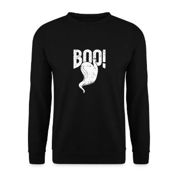 Boo Cute Ghost Saying Ghosts Spooky Halloween - Unisex Pullover - Schwarz - Vorne - Alina (178cm) & Michal (187cm)