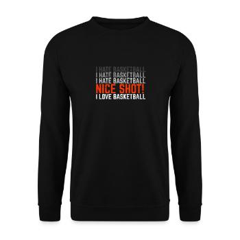 Je déteste le basket-ball J’aime le basket-ball Drôle basketba - Sweat-shirt Unisexe - noir - Devant - Alina (178cm) & Michal (187cm)