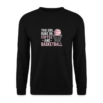 Cette fille court sur le café et le joueur de basket-ball Lov - Sweat-shirt Unisexe - noir - Devant - Alina (178cm) & Michal (187cm)