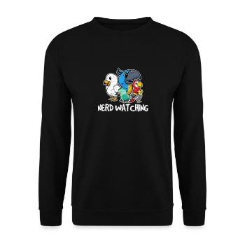 Nerd Watching Funny Birdwatching Funny Bird Watchi - Unisex Sweatshirt - black - Front - Alina (178cm) & Michal (187cm)