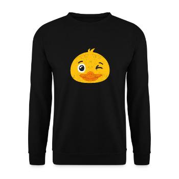 Halloween Ente Gesicht Kostüm Tiere Niedlich - Unisex Pullover - Schwarz - Vorne - Alina (178cm) & Michal (187cm)