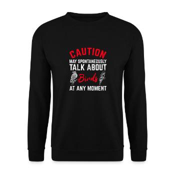 La prudence peut parler des oiseaux drôles d’oiseaux amoureux des oiseaux - Sweat-shirt Unisexe - noir - Devant - Alina (178cm) & Michal (187cm)
