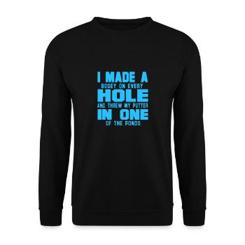 I Made A Bogey On Every Hole Funny Golfing Tee - Unisex Sweatshirt - black - Front - Alina (178cm) & Michal (187cm)