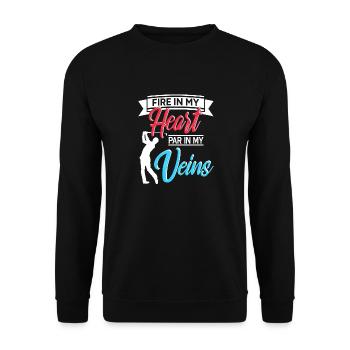Fire In My Heart Par In My Veins Cool Golfing - Unisex Sweatshirt - black - Front - Alina (178cm) & Michal (187cm)