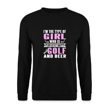 A Girl Who Is Perfectly Happy With Golf & Beer - Unisex Sweatshirt - black - Front - Alina (178cm) & Michal (187cm)