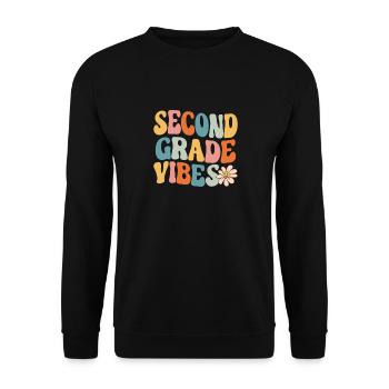 Second Grade Vibes 2nd Grade Retro Back To School - Unisex Sweatshirt - black - Front - Alina (178cm) & Michal (187cm)