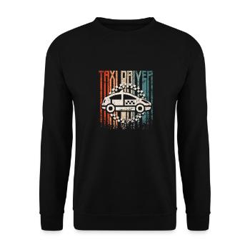 Retro vintage taxi driver - Unisex Pullover - Schwarz - Vorne - Alina (178cm) & Michal (187cm)