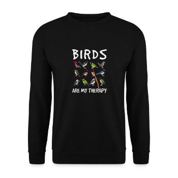 Birds Are My Therapy Funny Bird Lovers Cute Bird W - Unisex Sweatshirt - black - Front - Alina (178cm) & Michal (187cm)