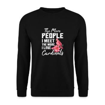 The More People I Meet Northern Cardinal Bird Love - Unisex Sweatshirt - black - Front - Alina (178cm) & Michal (187cm)
