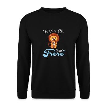 Je Vais Être Grand Frere Drôle Annonce Lion Cadeau - Sweat-shirt Unisexe - noir - Devant - Alina (178cm) & Michal (187cm)