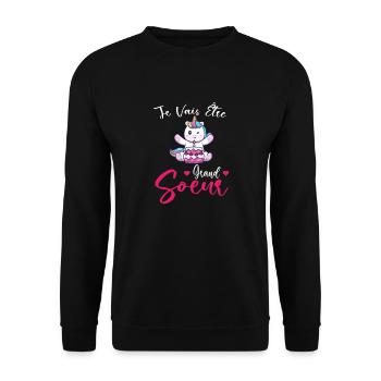 Je Vais Être Grand Soeur - Sweat-shirt Unisexe - noir - Devant - Alina (178cm) & Michal (187cm)
