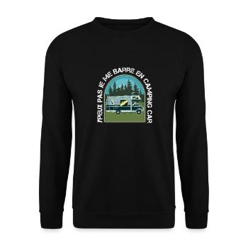 Camping Car Je Peux Pas Je Me Barre En Camping Car - Sweat-shirt Unisexe - noir - Devant - Alina (178cm) & Michal (187cm)