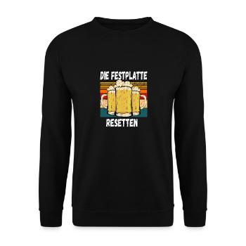 Die Festplatte Resetten witziger Trinkspruch - Unisex Pullover - Schwarz - Vorne - Alina (178cm) & Michal (187cm)