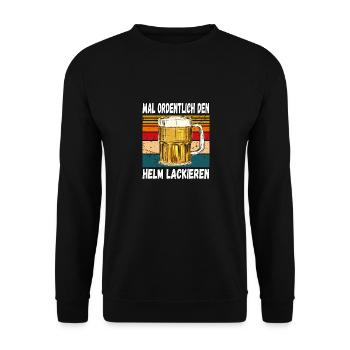 Mal Ordentlich den Helm Lackieren Witziger Spruch - Unisex Pullover - Schwarz - Vorne - Alina (178cm) & Michal (187cm)
