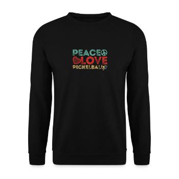 Peace Love Pickleball Lustiger Pickleball Player Dink - Unisex Pullover - Schwarz - Vorne - Alina (178cm) & Michal (187cm)