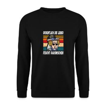 Ordentlich die Leber Feucht Rauswischen Lustig - Unisex Pullover - Schwarz - Vorne - Alina (178cm) & Michal (187cm)