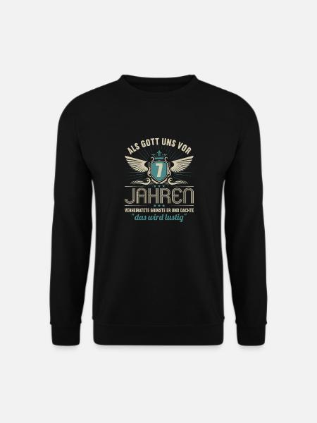 7 Jahre verheiratet wird lustig 7.Hochzeitstag - Unisex Pullover - Schwarz