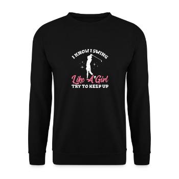 Swing Like A Girl Girls Golf Funny Golf Funny Golf - Unisex Sweatshirt - black - Front - Alina (178cm) & Michal (187cm)