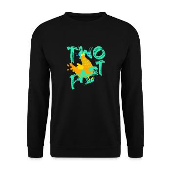 Two Fast Rollerskate Henne 2 Jahre 2. Geburtstag - Unisex Pullover - Schwarz - Vorne - Alina (178cm) & Michal (187cm)