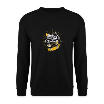 Rocker Skater Skeleton Beanie Cool Halloween Punk - Unisex Sweatshirt - black - Front - Alina (178cm) & Michal (187cm)