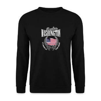 Hier beginnt meine Geschichte, Renton Washington - Unisex Pullover - Schwarz - Vorne - Alina (178cm) & Michal (187cm)