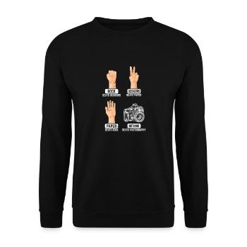 Rock Paper Scissors Funny Photography Lover Photog - Unisex Sweatshirt - black - Front - Alina (178cm) & Michal (187cm)