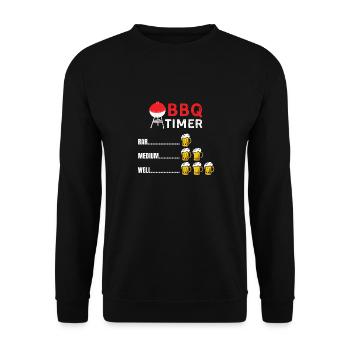 Mens Funny Grilling Shirts BBQ Timer BBQ - Unisex Sweatshirt - black - Front - Alina (178cm) & Michal (187cm)