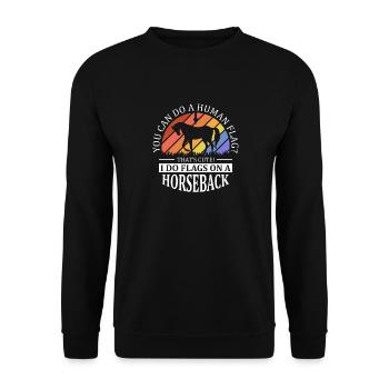 Voltigieren I Do Flags on a Horseback - Unisex Pullover - Schwarz - Vorne - Alina (178cm) & Michal (187cm)