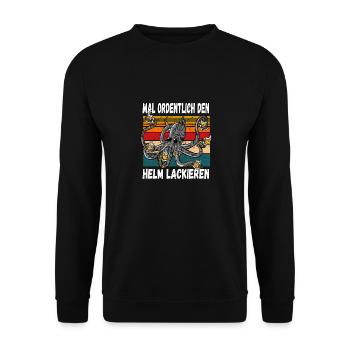 Mal Ordentlich den Helm Lackieren Witziger Spruch - Unisex Pullover - Schwarz - Vorne - Alina (178cm) & Michal (187cm)