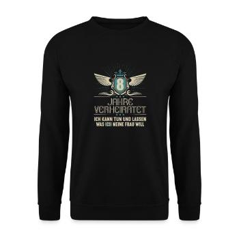8 Jahre verheiratet kann tun 8.Hochzeitstag - Unisex Pullover - Schwarz - Vorne - Alina (178cm) & Michal (187cm)