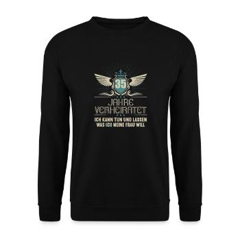 35 Jahre verheiratet kann tun 35.Hochzeitstag - Unisex Pullover - Schwarz - Vorne - Alina (178cm) & Michal (187cm)